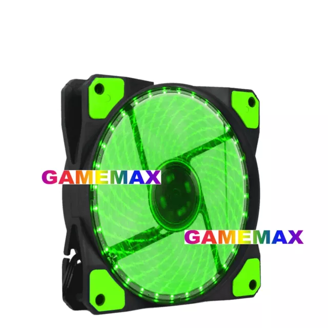 120mm GAMEMAX Fan Silent Computer PC Case Heatsink CPU Cooling 12V Led GREEN