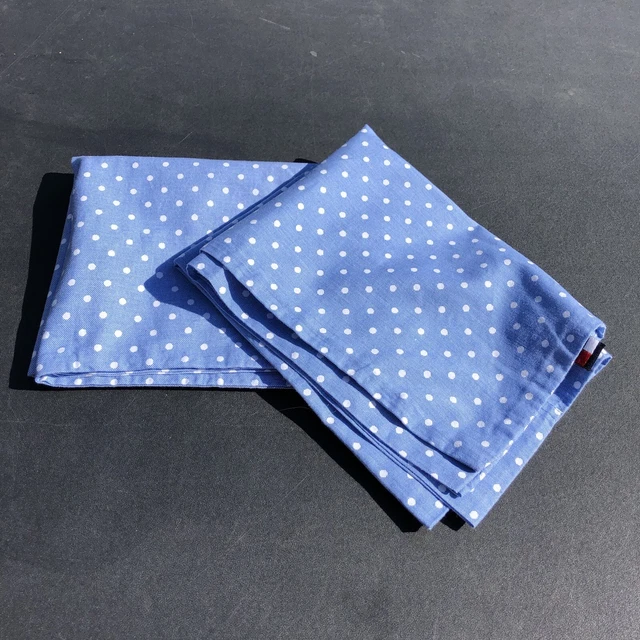 Fundas de almohada estándar Tommy Hilfger 2 azules con lunares blancos mezcla algodón