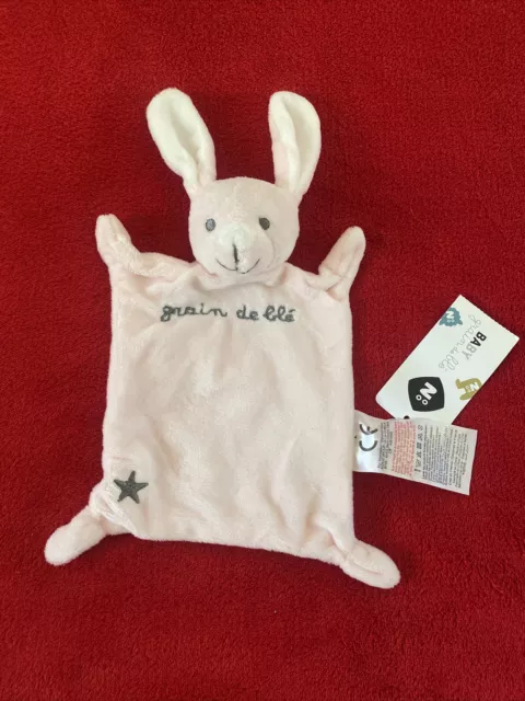 🇫🇷 Doudou plat lapin rose étoile GRAIN DE BLE Z ZANIER 100 % NEUF