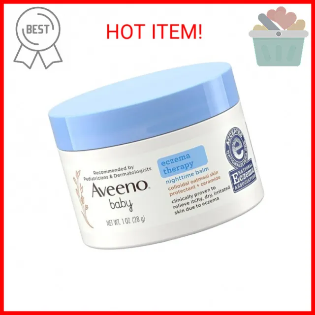 Aveeno Baby Eczema Therapy Nighttime Balm with Colloidal Oatmeal, Travel Size, 1