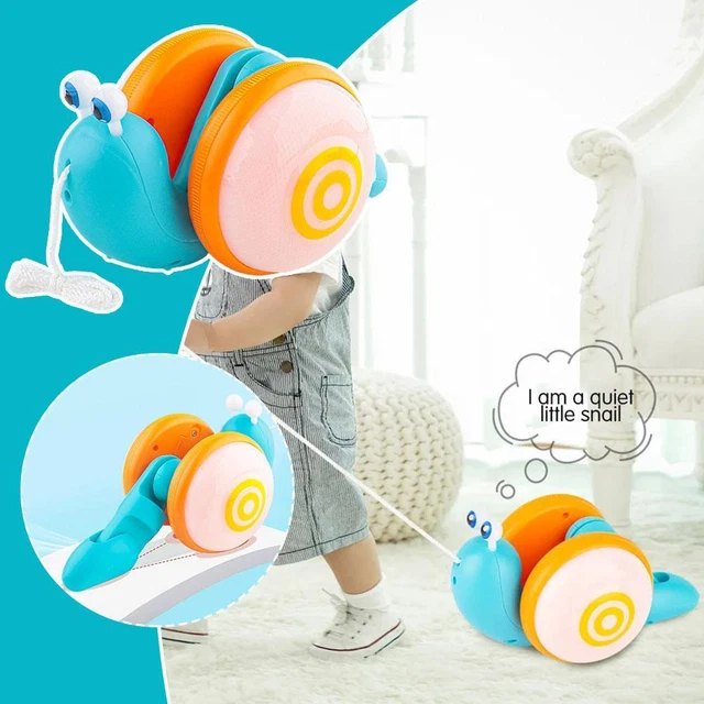 Pull String Cartoon Snail Car Toy Baby Crawl Cartoon Snail Toy` M6F7