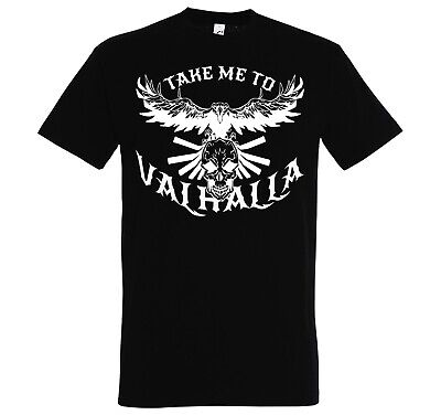 T-shirt uomo Youth Designz Take me to Valhalla stampa logo divertimento uccellino vichingo