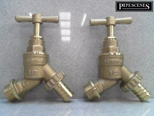 2 x WRAS APPROVED Outdoor Garden Tap Hose Union Bib Tap 1/2" Brass