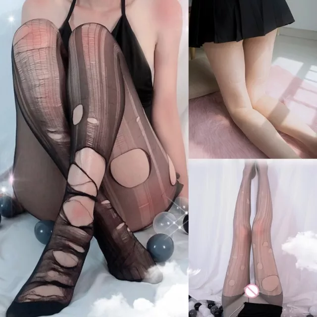 Women Tearable Pantyhose See-Through Disposable Tights Stockings Lingerie