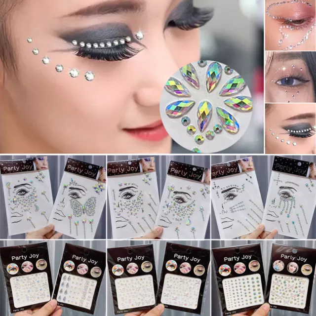 3D Eye Face Gems Glitter Stickers Face Jewels Rhinestone Diamond Make-up  Decor