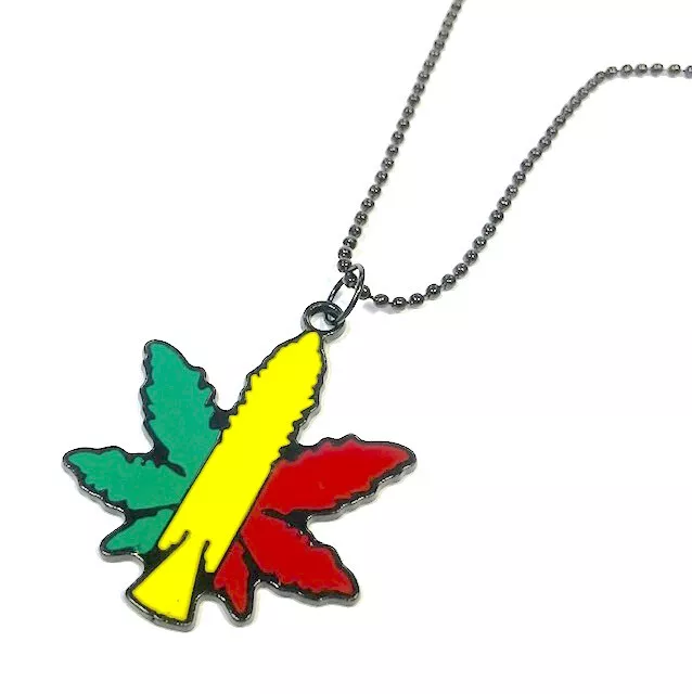 Hoja de Marihuana Collar Cadena Colgante Cannabis Olla Arce Rastafari Bandera GB