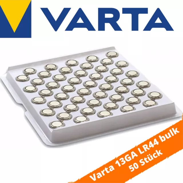 50 x Varta V13GA LR44 LR1154 357 AG13 Alkaline 1,5V Batterie Knopfzelle bulk