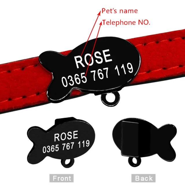 Collare Per Cani personalizzato Nome Colletto & Medagliette in Pelle Nero XS S 2