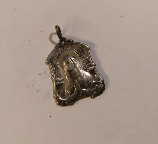 MÉDAILLE RELIGIEUSE ANCIENNE  Sainte Vierge  - Argent EUR 7,00