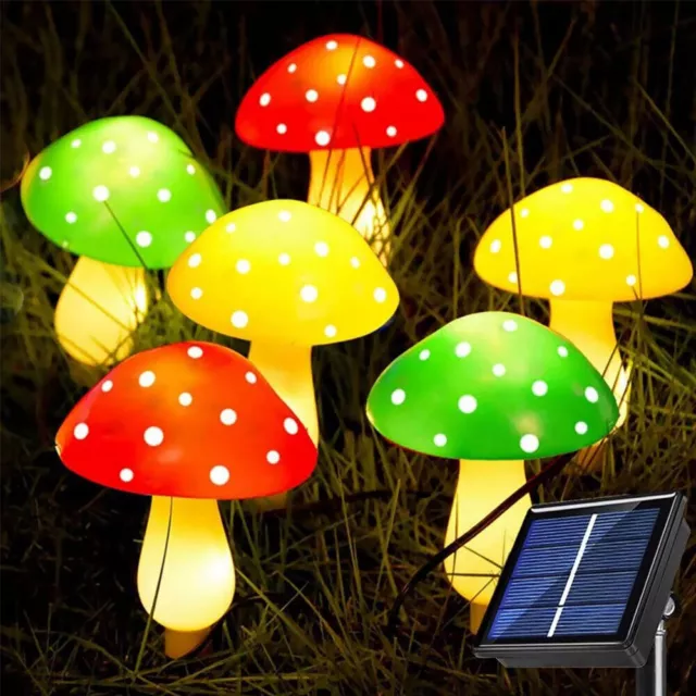 Solar Mushroom Fairy String Light LED Outdoor Garden Ornament Statues Yard Decor 3