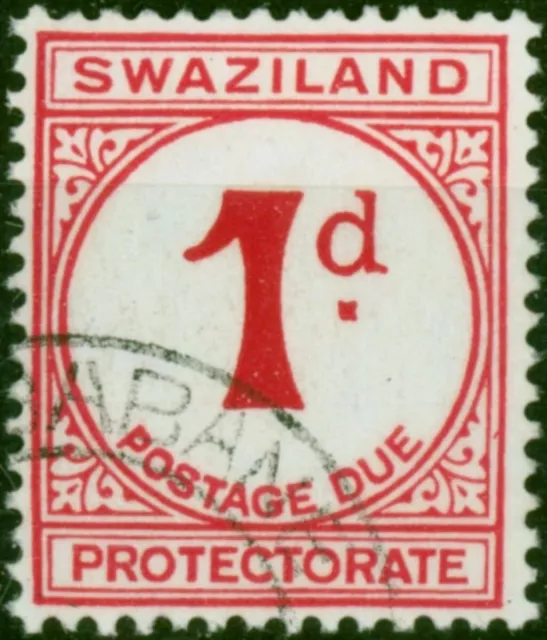 1951 Swaziland 1d Dark Carmin SGD1a Chalk V. F.U