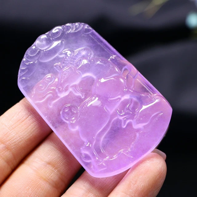 Perfect High Ice Chinese Johnnyjumpup Jadeite Hand Carving Sheep Pendant DA8