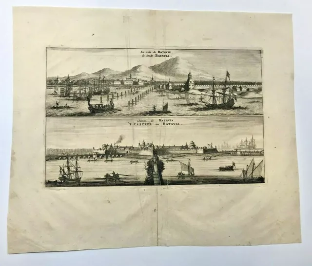 BATAVIA JAKARTA JAVA 1665 JOHANN NIEUHOF LARGE ANTIQUE VIEWS 17th CENTURY