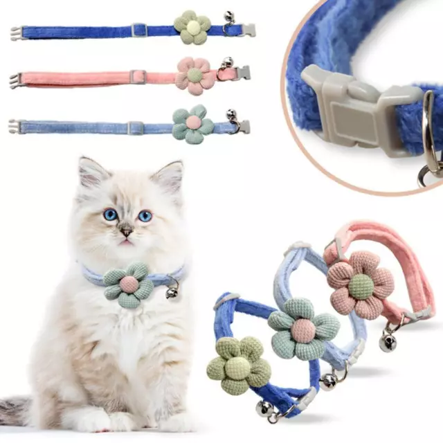 Home Pet Collar With Bell Cat Collar Knitting Flower Necklace Dog Pet G5S0