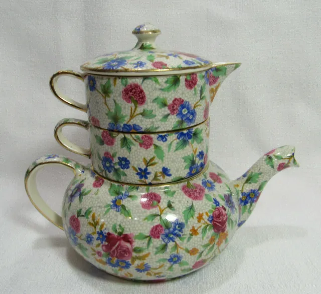 Royal Winton Grimwades England OLD COTTAGE CHINTZ Mini Stacking Teapot REDUCED!! 5