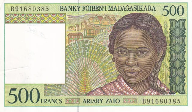 BILLET de BANQUE banknote MADAGASCAR MALAGASY 500 FRANCS ARIARY UNC NEUF NEW 385