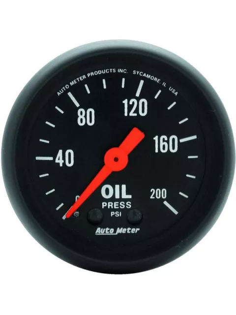 Auto Meter Gauge Z-Series Oil Pressure 0-200 PSI 2 1/16 Analog Mechanical (2605)