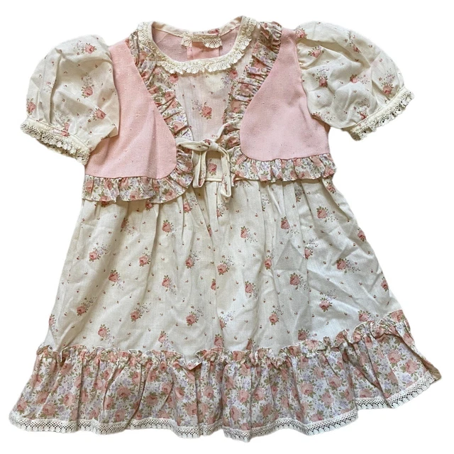 Vintage 70’s Girl Dress 2t - Peaches N’ Cream