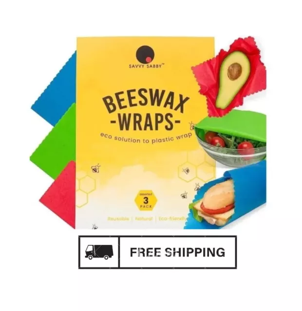 3 PACK ( 9 pcs)  Beeswax Wrap EcoFriendly Reusable Food Wraps Food Fresh storage