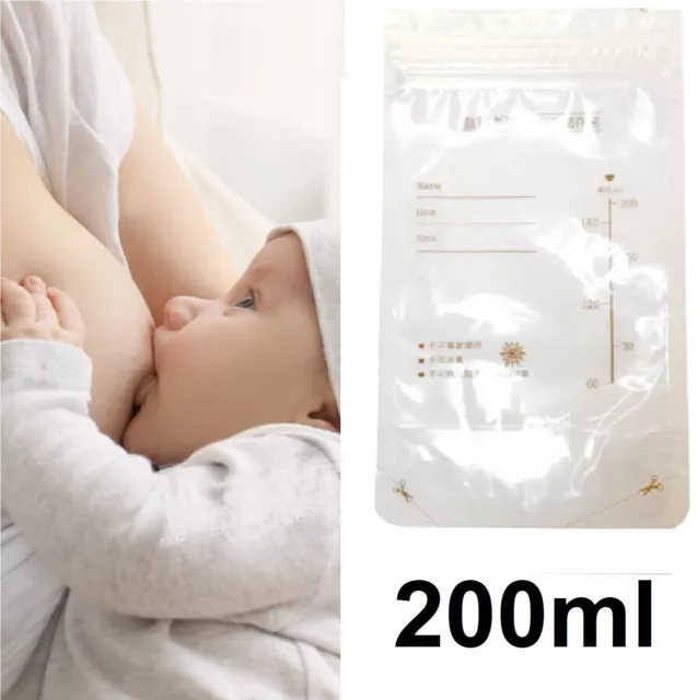 Pre-Sterilised Breastmilk Bags Baby Breast Milk Storage Bags Pouches 200ML New