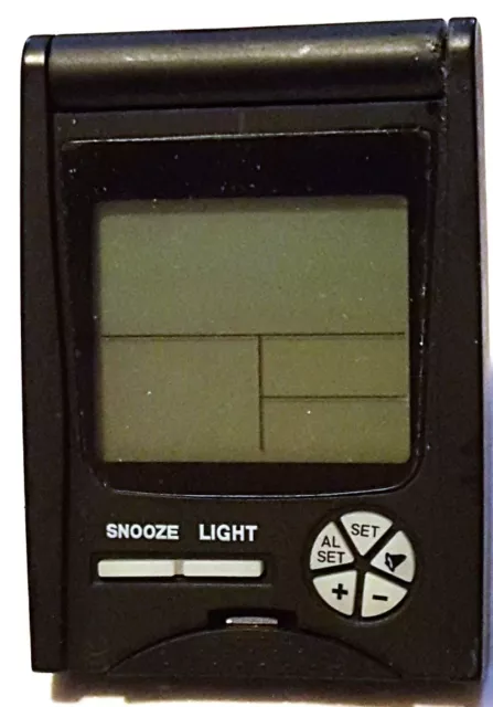 Handy 3.5" Black Folding Travel Alarm Clock LCD Battery Powered
