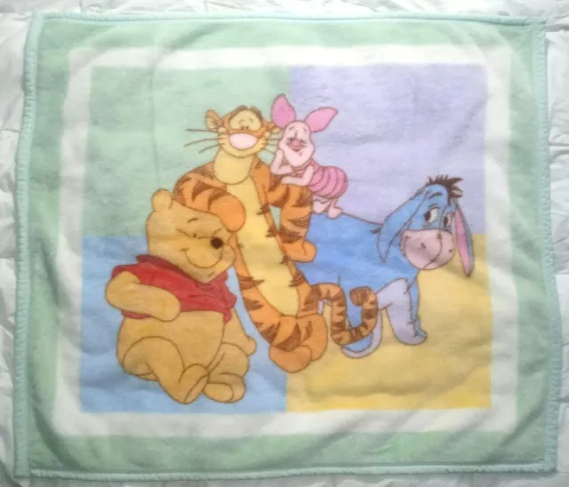 DISNEY Baby Winnie The Pooh Tigger Eeyore Piglet SOFT Kidsline Baby Blanket EUC