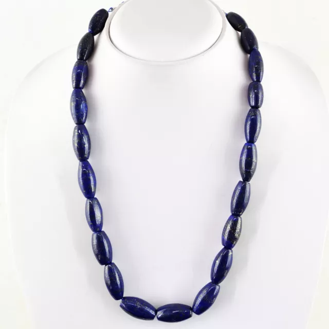 Exclusive 525.50 Cts Natural Single Strand Lapis Lazuli Beads Necklace (Rs)