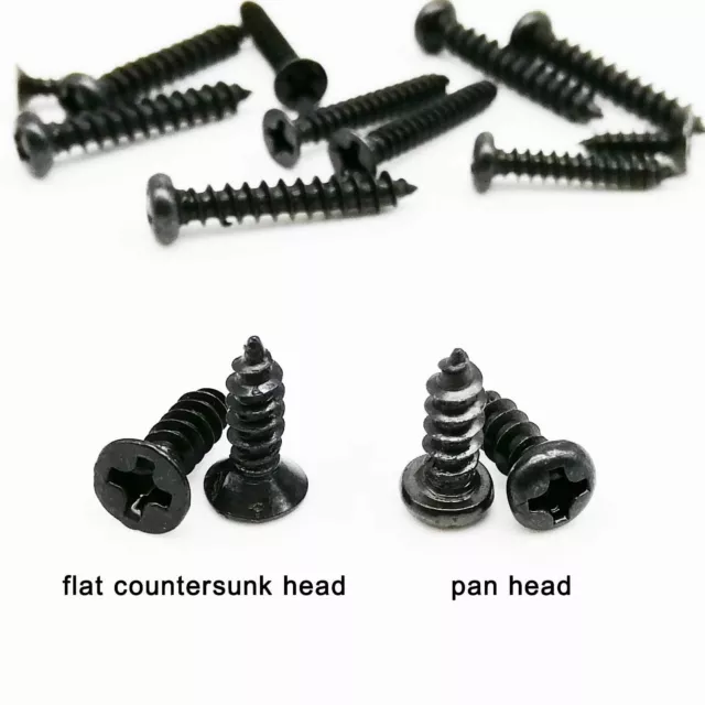 100pc M1-M3.5 Black Mini Micro Cross Phillips Round Head Self Tapping Wood Screw