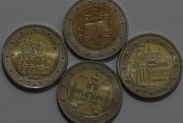 🧭 🇩🇪 Germany 2 Euro - 4 Commemorative Coins B56 #46