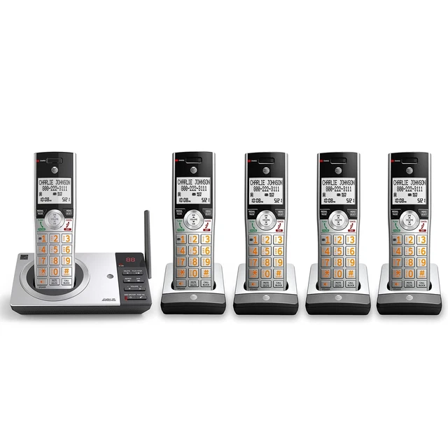 AT&T CL82507 DECT 6.0 5-Handset Cordless Phone for Home with Answering Machin...