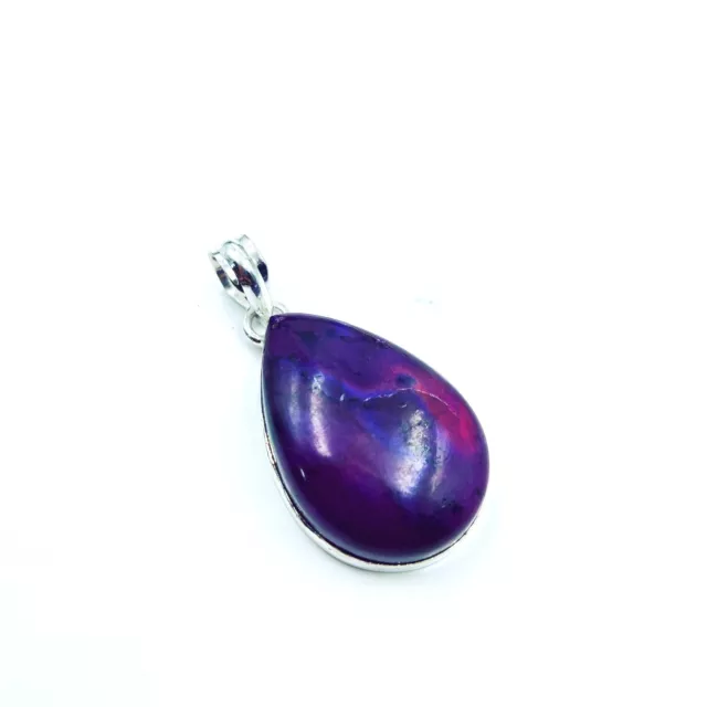 Violet Flash Labradorite 925 Plaqué Argent Pendentif Fait à la Main Joaillerie