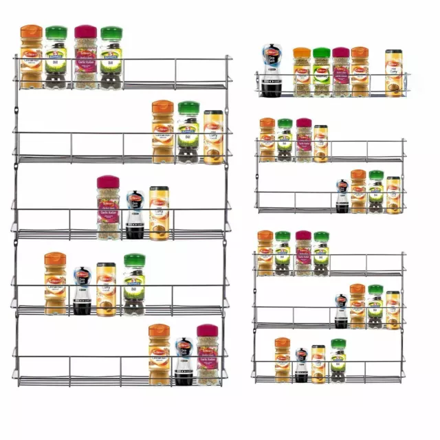 3 - 5 Spice Sauce Rack Jar / Bottle Storage Shelf for Kitchen Cupboard Door Rack