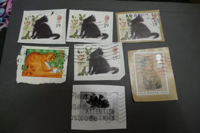 7 cats animals British UK GB commemorative postage stamps postal