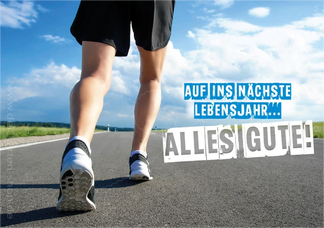 DOPPELKARTE KUVERT GEBURTSTAGSKARTE Jogger Glückwunschkarte Joggen