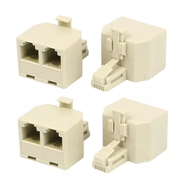 4pcs Beige RJ11 6P4C macho a la hembra M/F conector de la extensión de teléfono