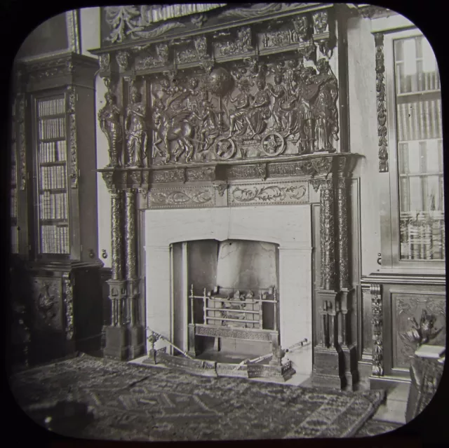 Glass Magic Lantern Slide CHIPCHASE CASTLE FIREPLACE C1900 PHOTO NORTHUMBERLAND