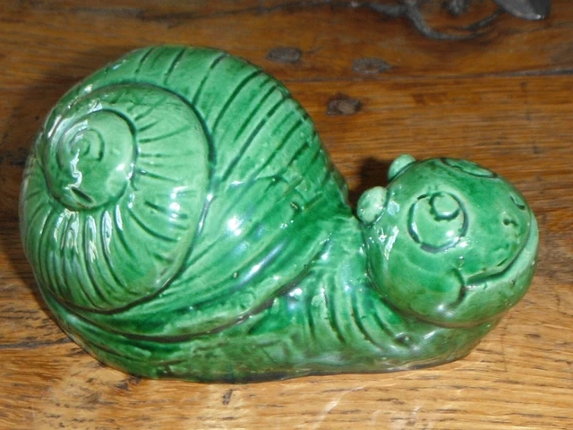 Figurine Escargot En Terre Cuite Vernissée - Déco Animalière, Neuf Impeccable