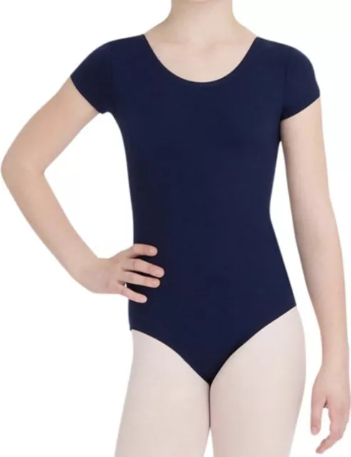 Capezio Big Girls' Classic Short Sleeve Leotard, Navy , Large