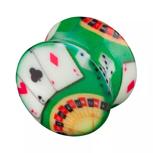 Flesh Tunnel Oreille Plug Bouchon Piercing Plastique Retainer Poker Jeu