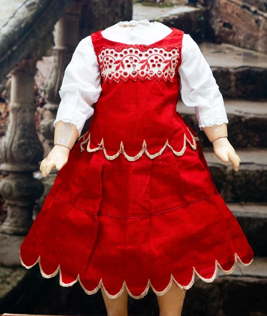 Robe Ancienne XIXème + Chapeau Pour Poupée Jumeau, Bru, Steiner - Bon état