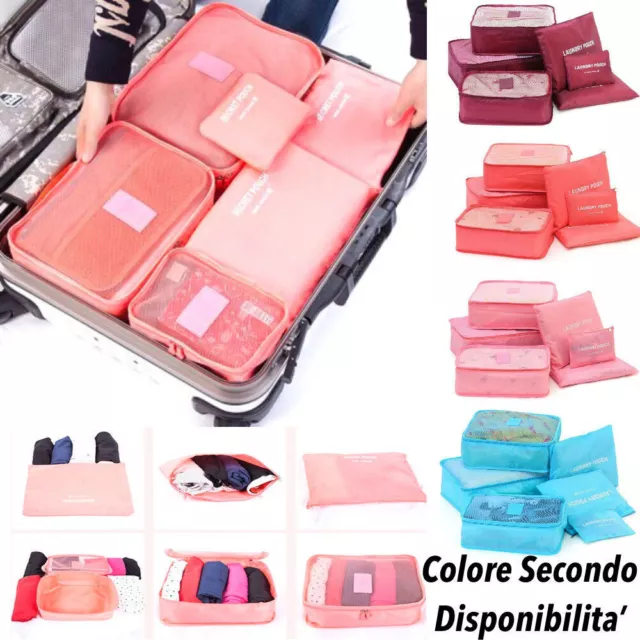 Set Organizer da Viaggio per Valigia Trolley 6pz Borsa Sacchetti Varie Misure