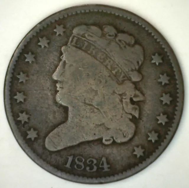 1834 Classic Head US Half Cent Circulated 1/2 Cent US Type Coin VERY GOOD - VG
