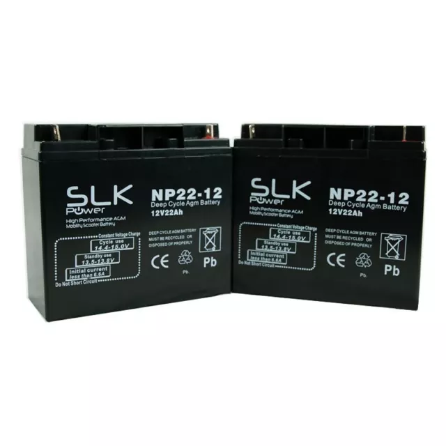 2 X 12V 22Ah Pride Apex Rapid Mobility Scooter Batteries