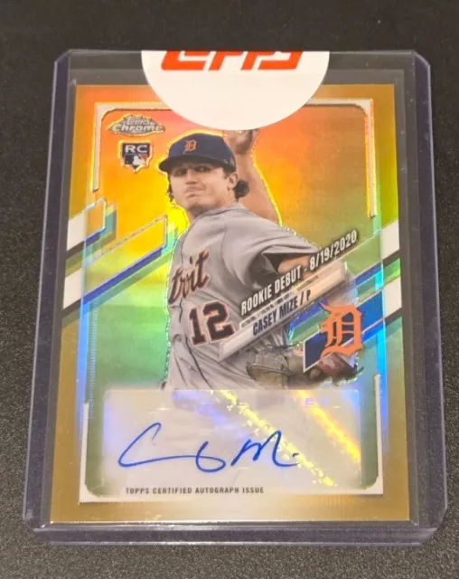 Casey Mize #/50 SP AUTO 2021 Topps Chrome GOLD REFRACTOR Rookie Debut RC Tigers