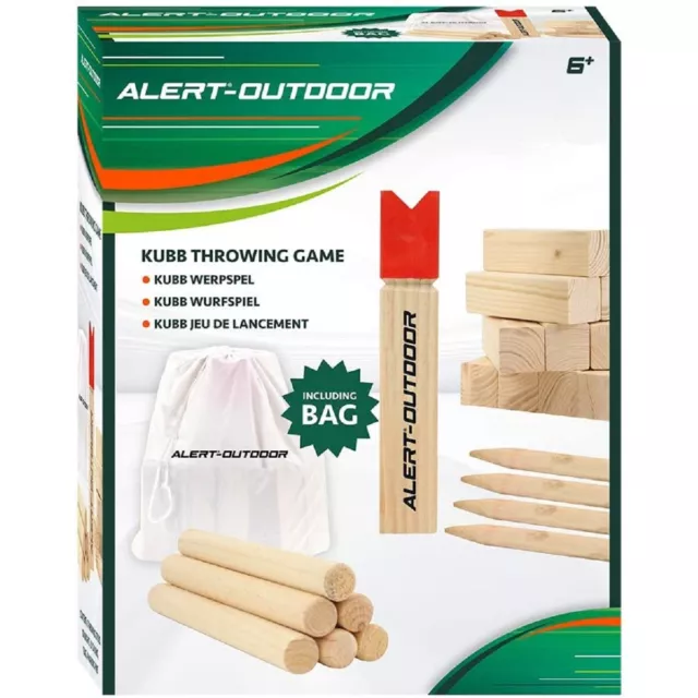 Alert Outdoor Holz Kubb Wurfspiel Wikingerschach Spiel Gartenspiel Rasenschach