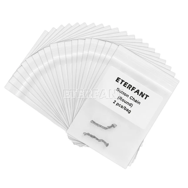 ETERFANT Dental Orthodontic Lingual Button Chains with Mesh Round Base Silver
