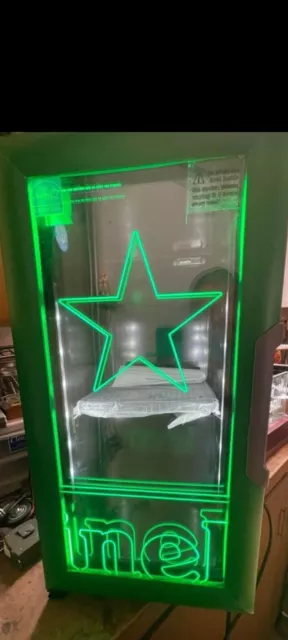 Heineken beer led light up fridge refrigerator man cave game room garage mib