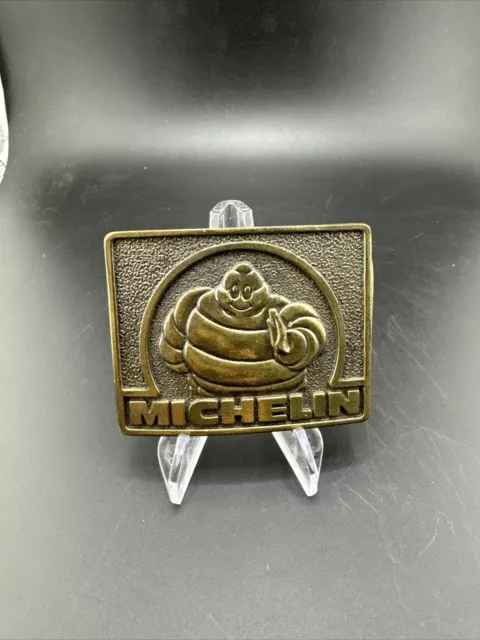 Michelin Man Tires Belt Buckle Advertising Brass Great American Vintage