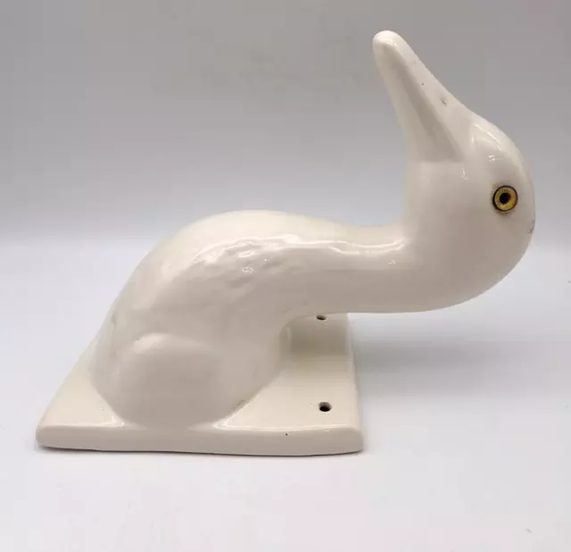 White Ceramic Duck Goose Head Towel Coat Wall Hanger Holder 10" H x 5" W x 8" D