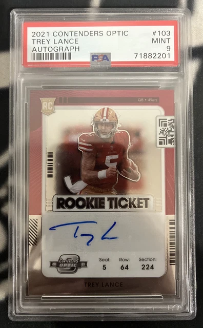 2021 Panini NFL Contenders Optic Trey Lance Rookie Ticket Auto #103 PSA 9